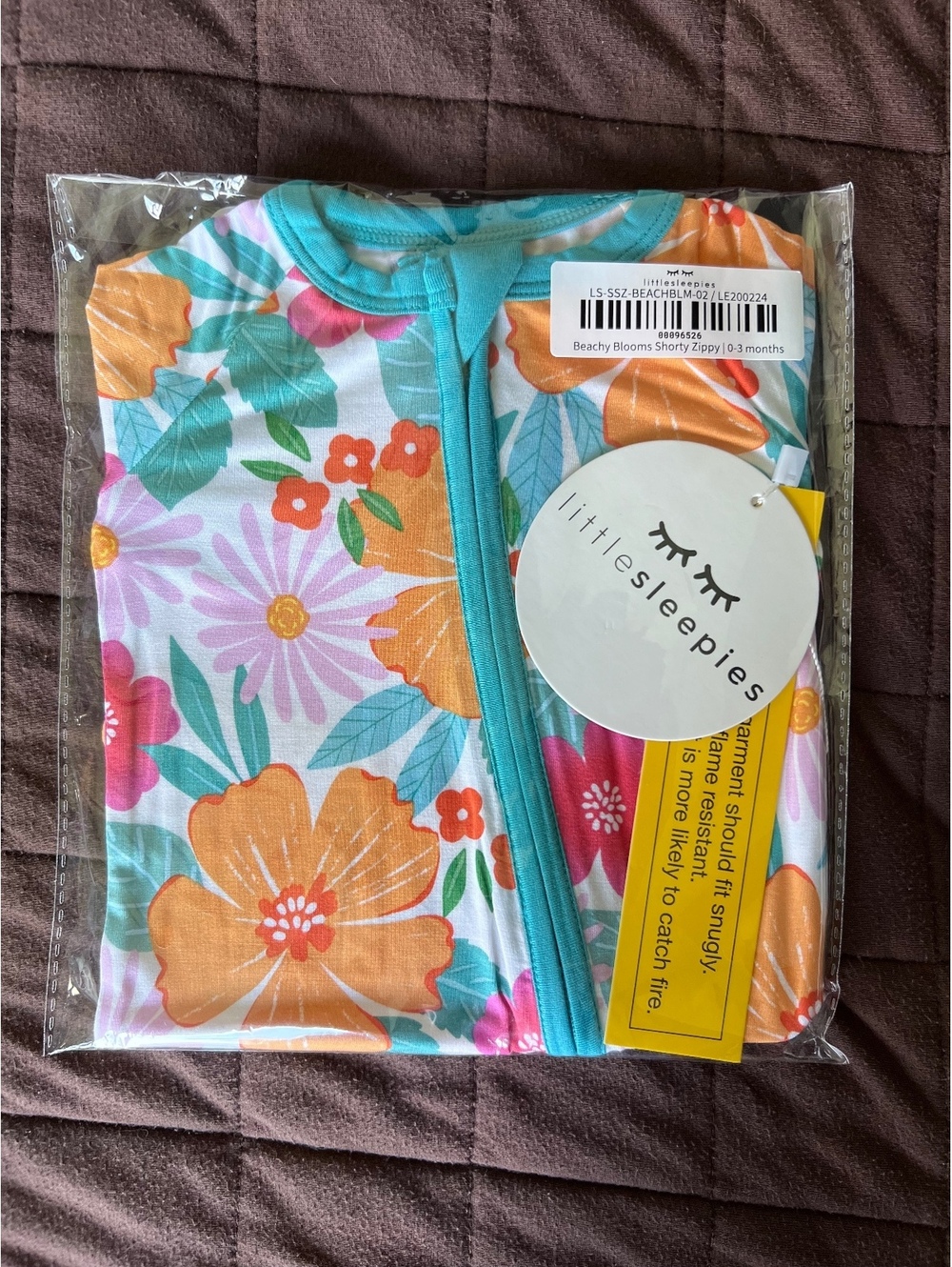 Little Sleepies Beachy Bloom Shorty Zippy Sleeper 0-3 Months
